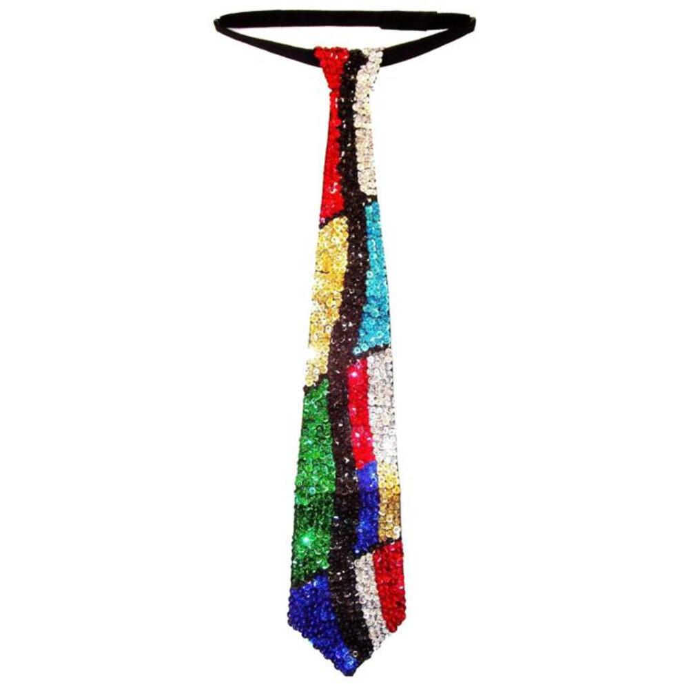 Sequin Neck Tie RAINBOW ZIG-ZAG Adult Unisex